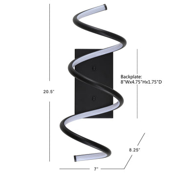 Scribble 7" Modern Metal Integrated LED Vanity Light Sconce - JONATHAN Y